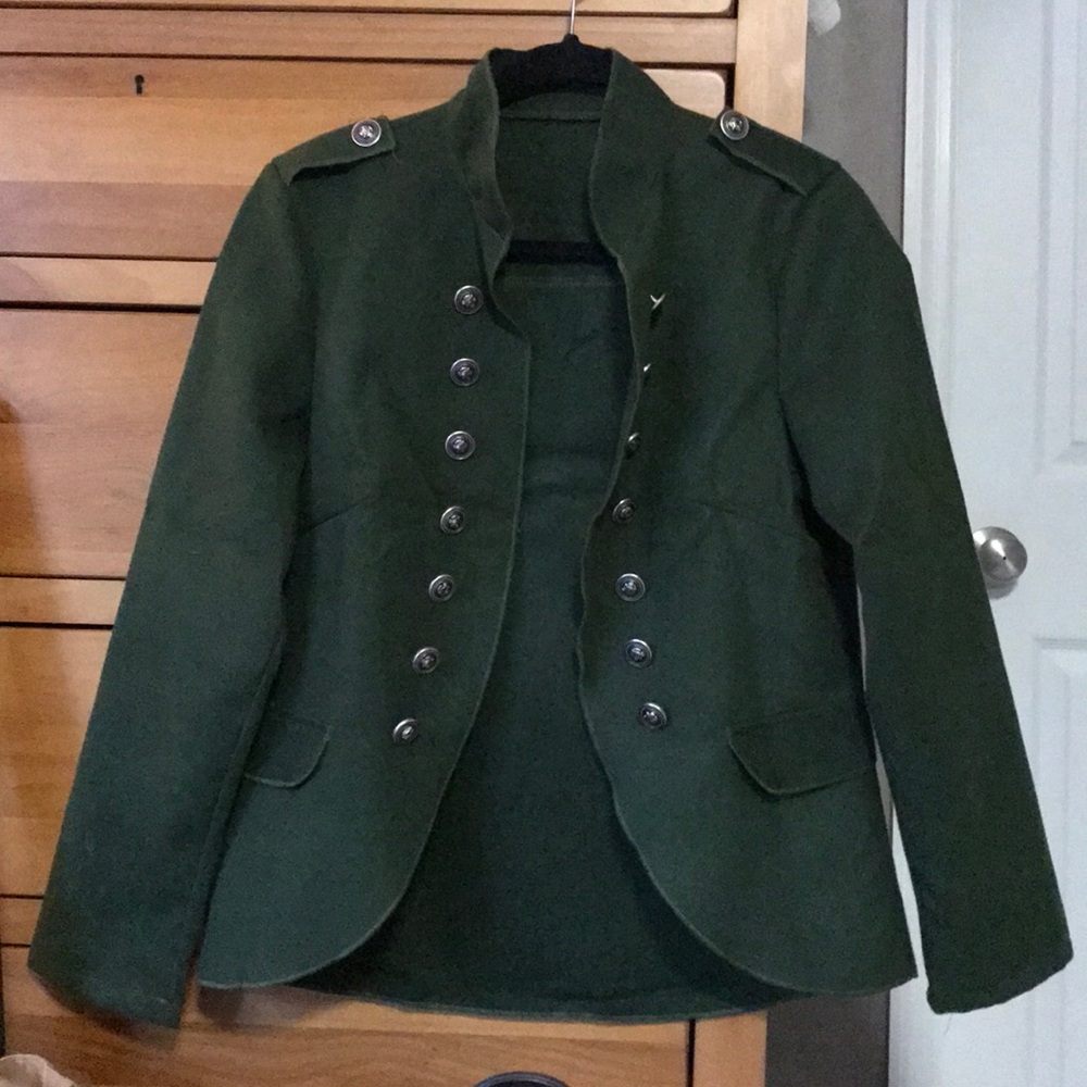Green Military-esque thin Felt Jacket